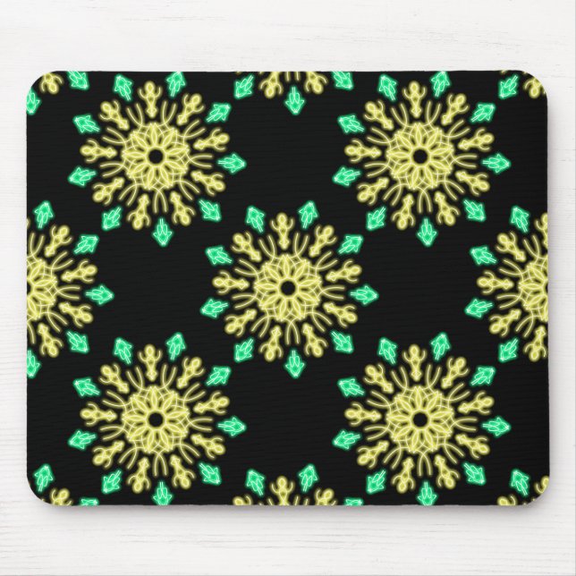 Tapis De Souris Fleur de néon jaune et vert (Devant)