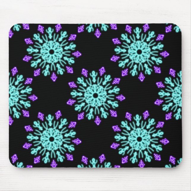 Tapis De Souris Fleur de néon pourpre et turquose (Devant)