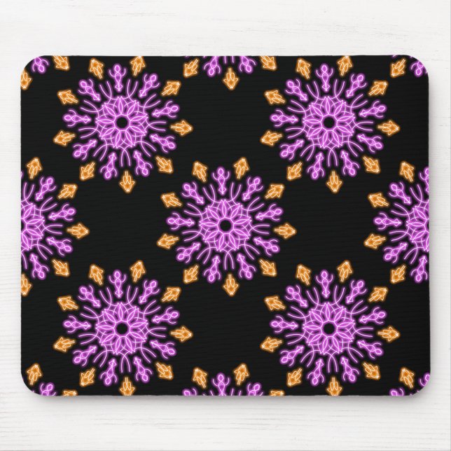 Tapis De Souris Fleur de néon rose et orange (Devant)