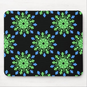 Tapis De Souris Fleur de néon vert et bleu