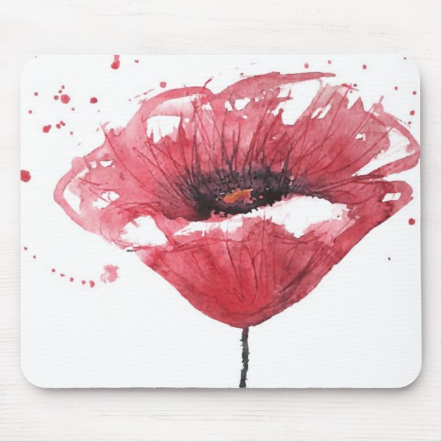 Tapis De Souris Fleur de pavot, aquarelle (Devant)