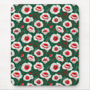 Tapis De Souris Fleur de pavot blanc sur bureau