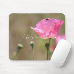 Tapis De Souris Fleur de pavot d'Islande rose (photographie par mo