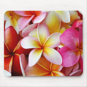 Tapis De Souris Fleur de Plumeria mixte jaune rose
