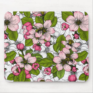 Tapis De Souris Fleur de pomme sur blanc