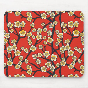 Tapis De Souris Fleur de prunier blanche Meihua chinoise à motif c