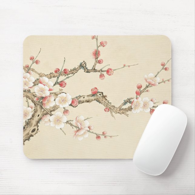 Tapis de souris Fleur de prunier chinois, Gongbi t (Avec souris)
