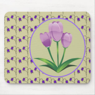 Tapis De Souris Fleur de tulipe pourpre vintage motif mignon