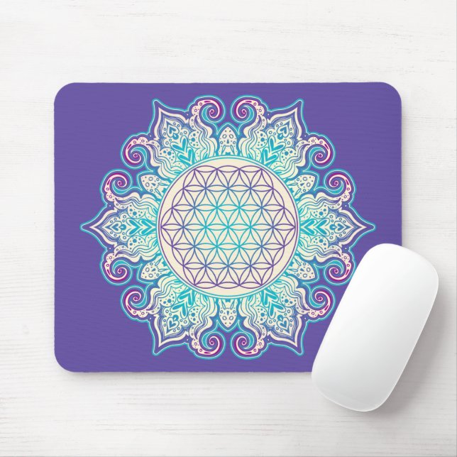 Tapis De Souris Fleur De Vie - Indien Mandala 2 (Avec souris)