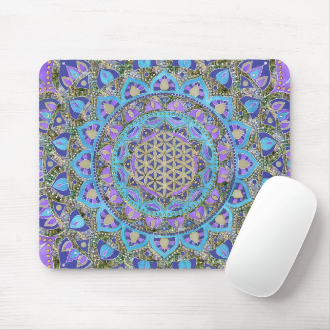 Tapis De Souris Fleur de Vie - Mandala de style indien 2 (Avec souris)