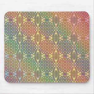 Tapis De Souris Fleur de vie - motif de grunge de timbre 1