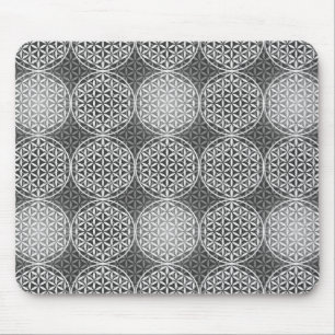 Tapis De Souris Fleur de vie - motif de timbre - gris