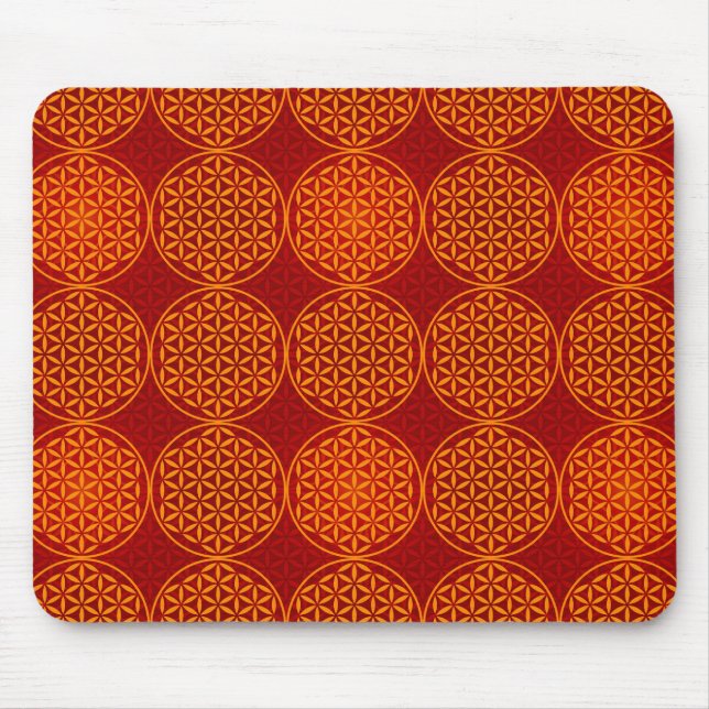 Tapis De Souris Fleur de vie - motif de timbre - orange rouge (Devant)