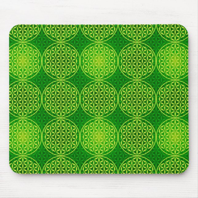 Tapis De Souris Fleur de vie - motif de timbre - vert (Devant)