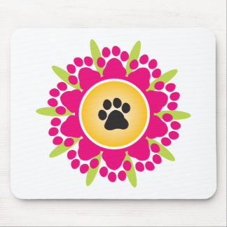 Tapis De Souris Fleur d'empreintes de pattes