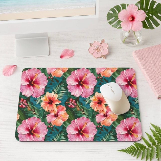 Tapis De Souris Fleur d'Hibiscus Tropical Colorée (Créateur téléchargé)