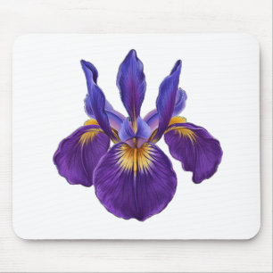 Tapis De Souris Fleur d'Iris Pourpre Art Botanique Floral Aquarell