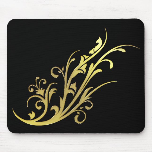 Tapis De Souris Fleur d'or fausse de luxe abstrait (Devant)