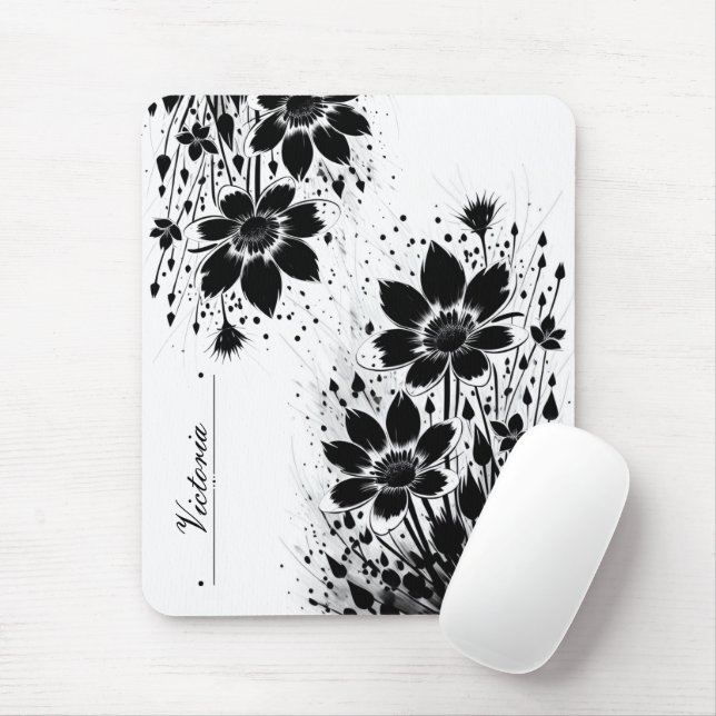 Tapis De Souris Fleur éclatée d'encre (Avec souris)
