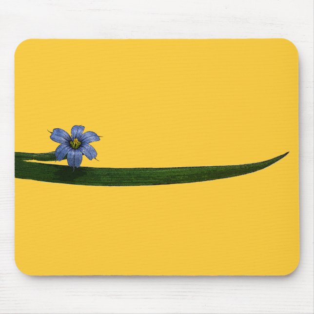 Tapis De Souris Fleur et feuille d'herbe à yeux bleus (Devant)