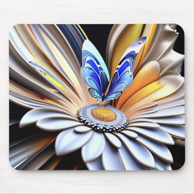 Tapis De Souris Fleur et papillon 3D (Devant)