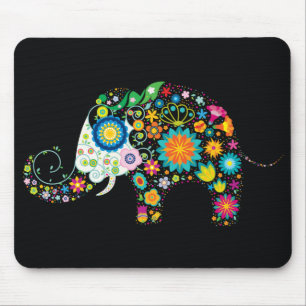Tapis De Souris Fleur fine fleur Eléphant Floral Mode
