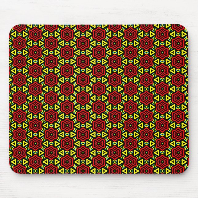 Tapis De Souris Fleur géométrique rouge (Devant)