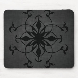 Tapis De Souris Fleur gothique en noir et gris
