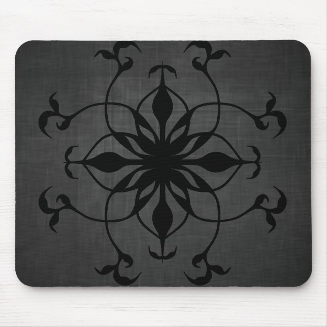Tapis De Souris Fleur gothique en noir et gris (Devant)