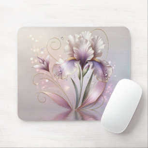 Tapis De Souris Fleur Iris Élégante Avec Or