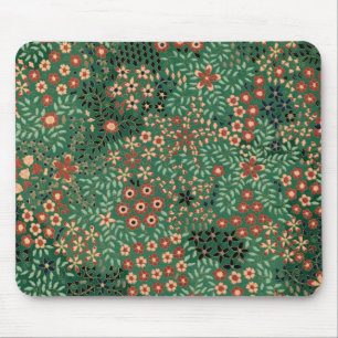 Tapis De Souris Fleur japonaise verte Flore traditionnelle arrière