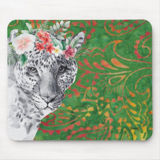 Tapis De Souris Fleur Léopard Jungle Batik (Devant)