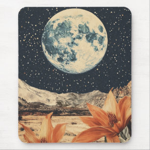 Tapis De Souris Fleur lunaire au-dessus de sommets sablonneux