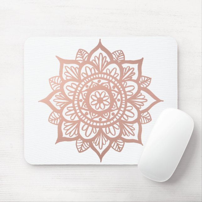 Tapis De Souris Fleur Mandala rose élégant (Avec souris)