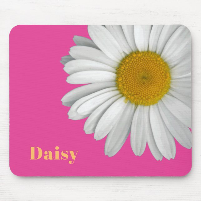 Tapis De Souris Fleur moderne Faisy Daisy Nom Hot Rose (Devant)