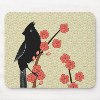 Tapis De Souris Fleur Mousepad de cardinal et de prune