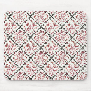 Tapis De Souris Fleur Noir Rouge Blanc