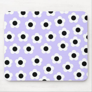 Tapis De Souris Fleur noire et blanche mignonne avec Arrière - pla
