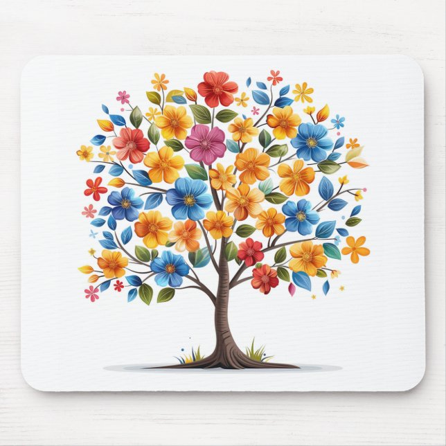 Tapis De Souris Fleur orange et bleu (Devant)
