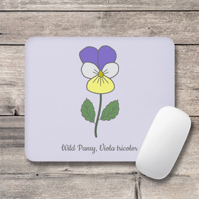 Tapis De Souris Fleur pastel botanique sauvage de Pansy (Botanical Wild Pansy Mouse Pad)