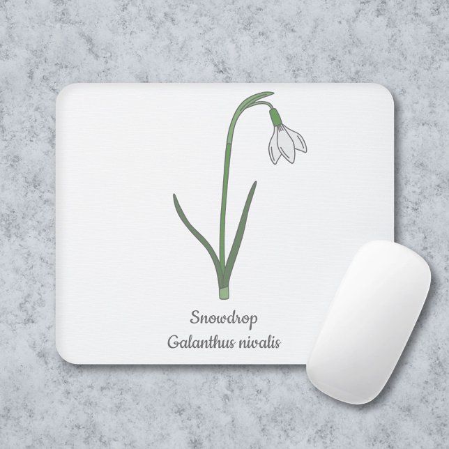 Tapis De Souris Fleur pastel botanique Snowdrop (Botanical Snowdrop Mouse Pad)