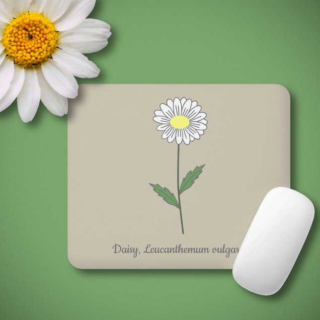 Tapis De Souris Fleur pastel de marguerite botanique (Botanical Daisy Flower Mouse Pad)