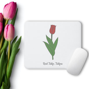 Tapis De Souris Fleur pastel de Tulipe rouge botanique