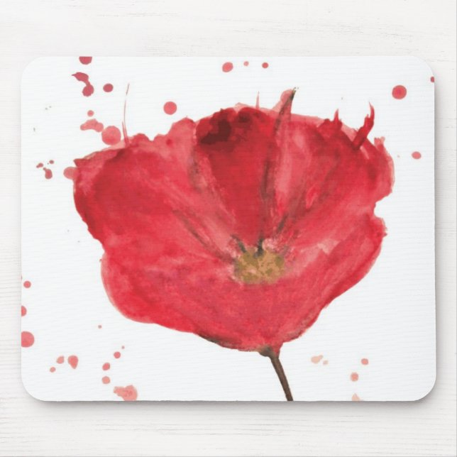 Tapis De Souris Fleur peinte 2 de pavot d'aquarelle (Devant)