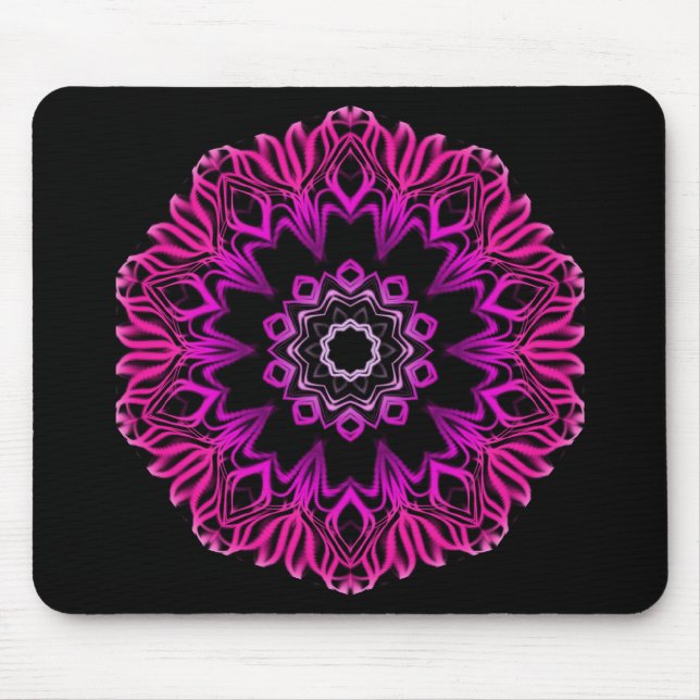 Tapis De Souris Fleur rose au néon de l'espace (Devant)
