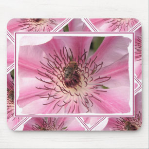 Tapis De Souris Fleur rose avec abeille