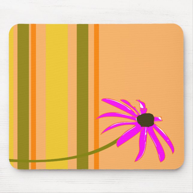 Tapis De Souris Fleur rose avec des rayures (Devant)