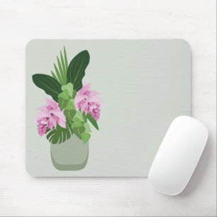 Tapis De Souris Fleur rose de Medinilla tropicale dans un vase ver
