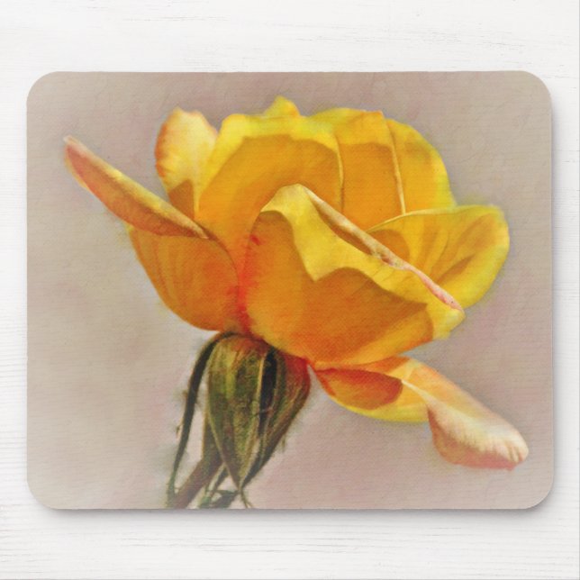 Tapis De Souris Fleur rose jaune Art Or Fleur Pad (Devant)