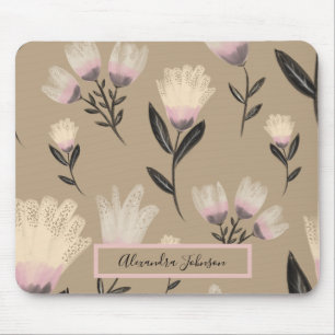 Tapis De Souris Fleur rose neutre   Botanique moderne